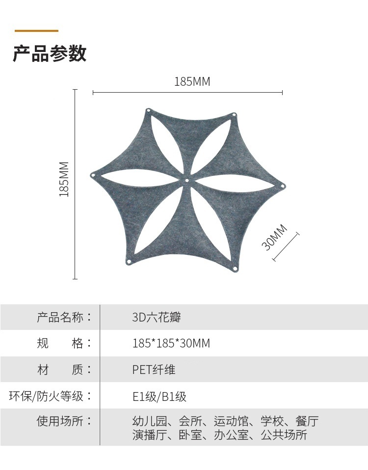 3D聚酯纖維吸音板產品參數